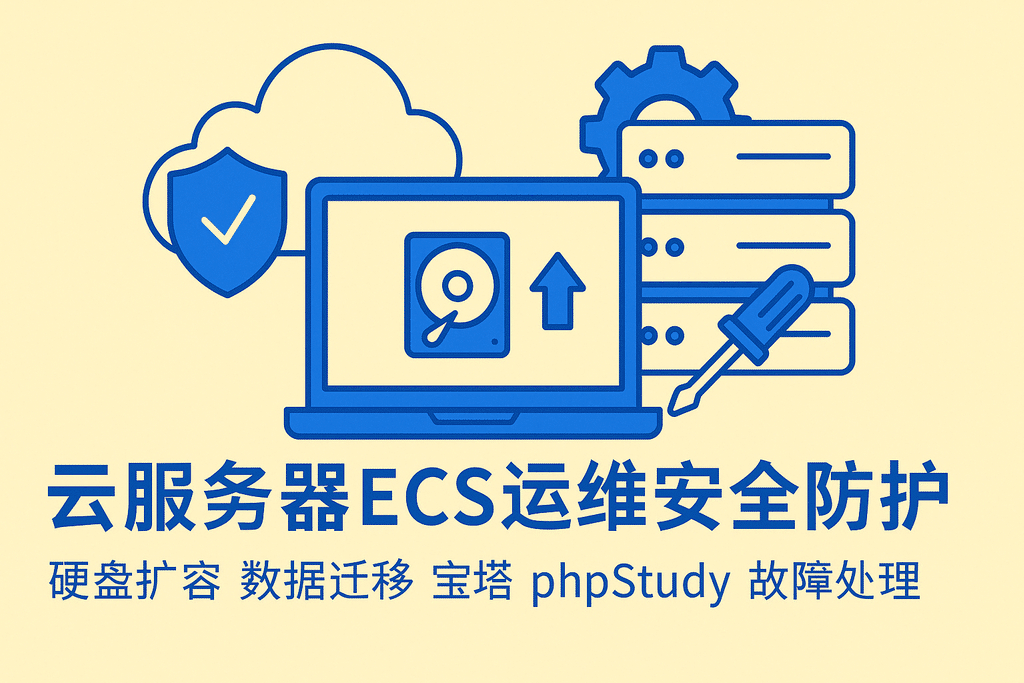 云服務(wù)器ecs運維安全防護硬盤(pán)擴容數據遷移 寶塔phpstudy故障處理