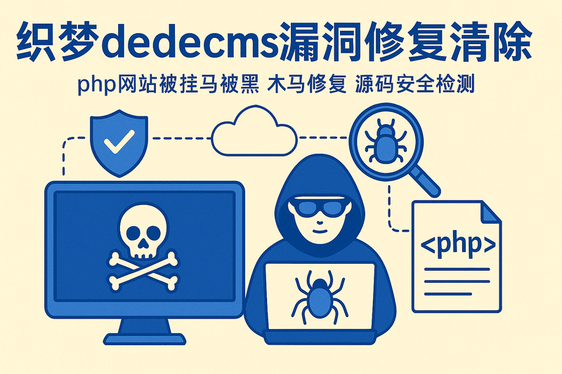 織夢(mèng)dede漏洞修復清除 php網(wǎng)站被掛馬被黑 木馬修復 源碼安全檢測