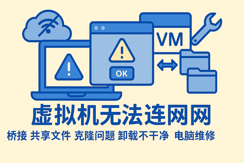 虛擬機無(wú)法聯(lián)網(wǎng) 橋接 共享文件 克隆問(wèn)題 卸載不干凈 電腦維修
